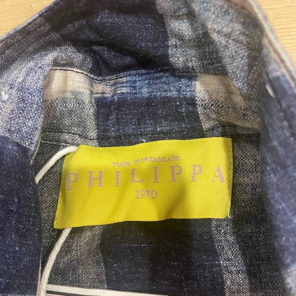 Philippa 1970 Ikat tie neck blouse linen EU 40 - Picture 2 of 6